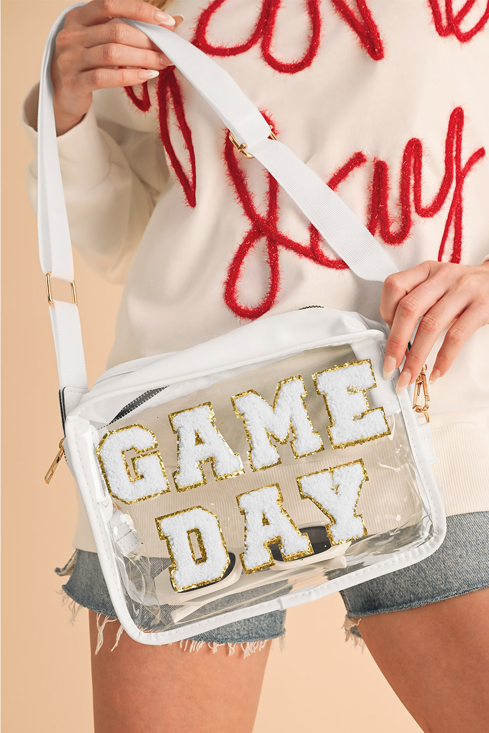 White Clear PVC GAME DAY Summer Fashion Single Shoulder Bag