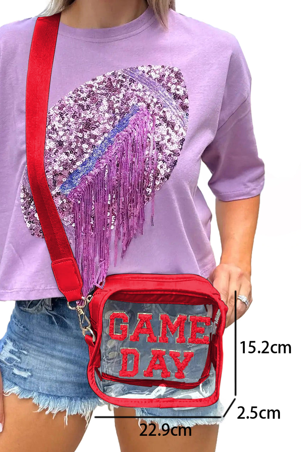 White Clear PVC GAME DAY Summer Fashion Single Shoulder Bag
