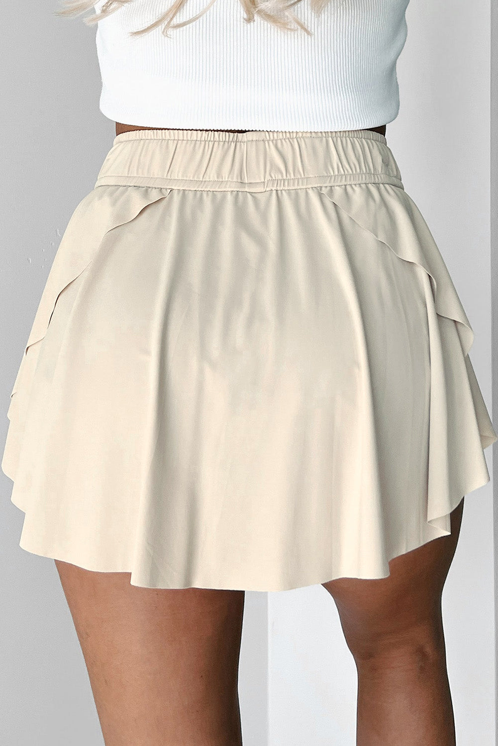 Bonbon Drawstring High Waist Lined Tennis Skort