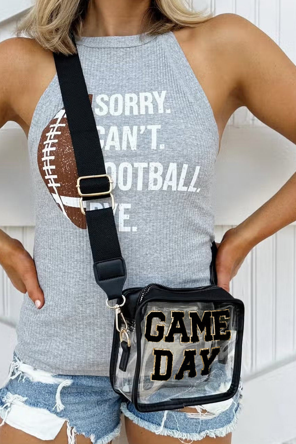 White Clear PVC GAME DAY Summer Fashion Single Shoulder Bag