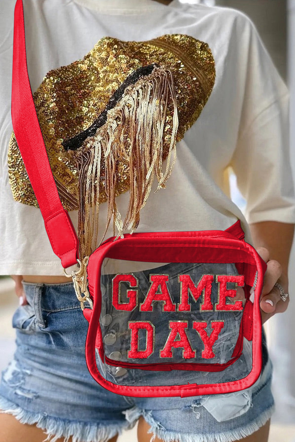 White Clear PVC GAME DAY Summer Fashion Single Shoulder Bag
