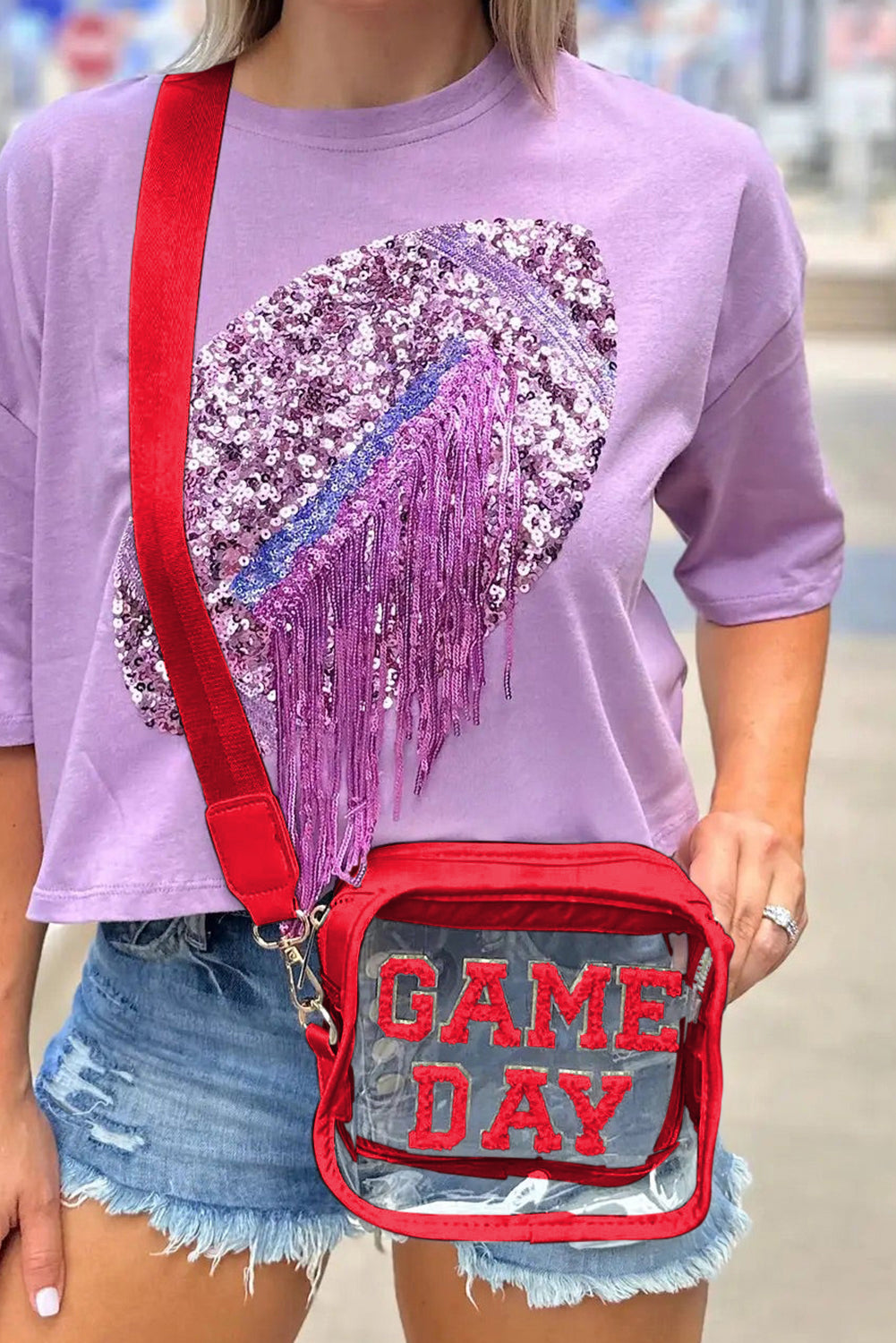 White Clear PVC GAME DAY Summer Fashion Single Shoulder Bag