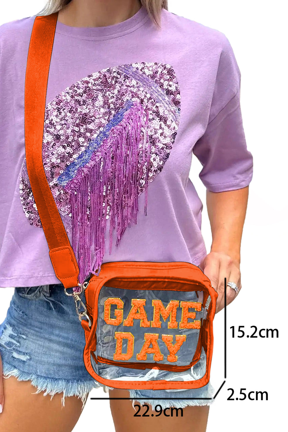 White Clear PVC GAME DAY Summer Fashion Single Shoulder Bag