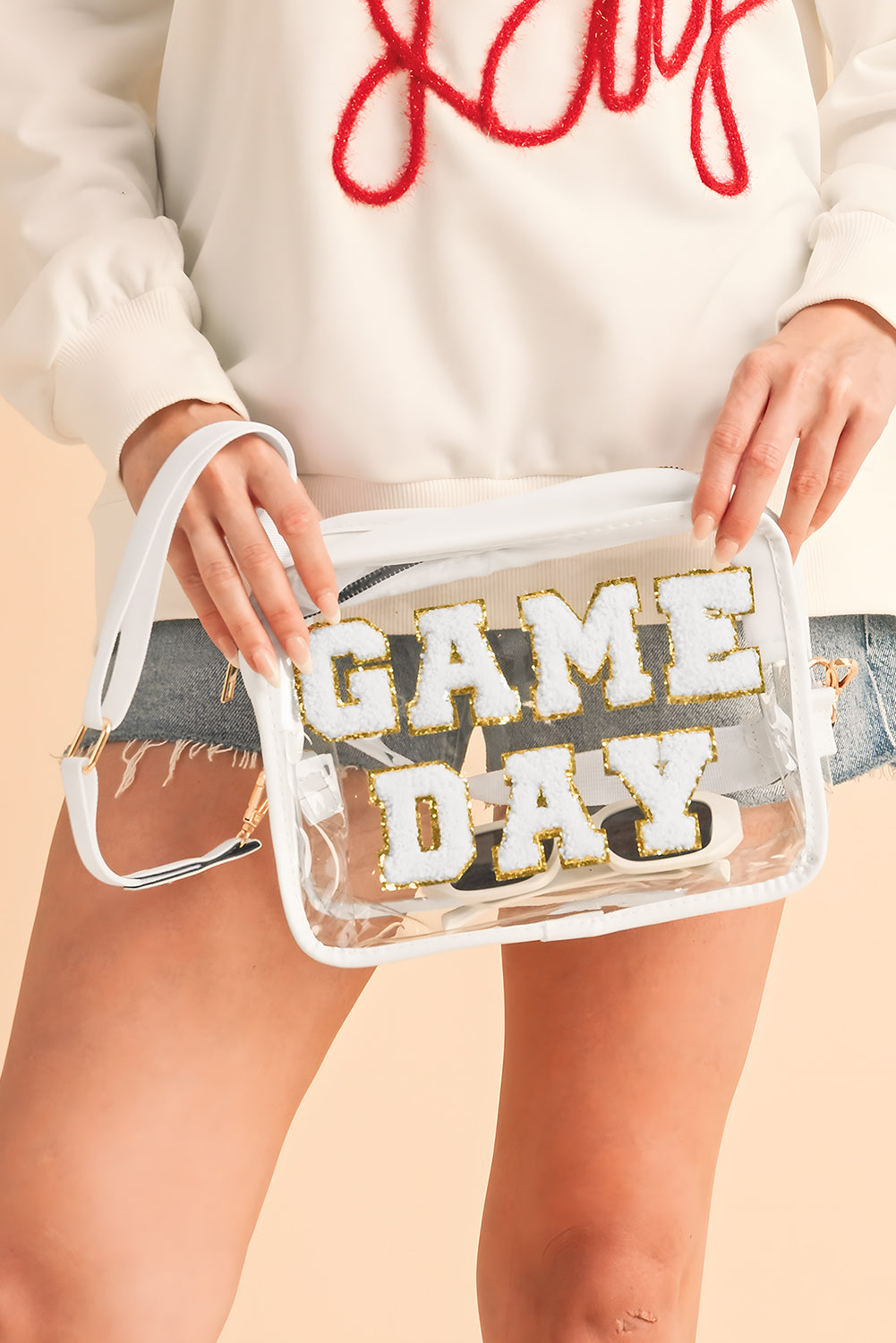 White Clear PVC GAME DAY Summer Fashion Single Shoulder Bag