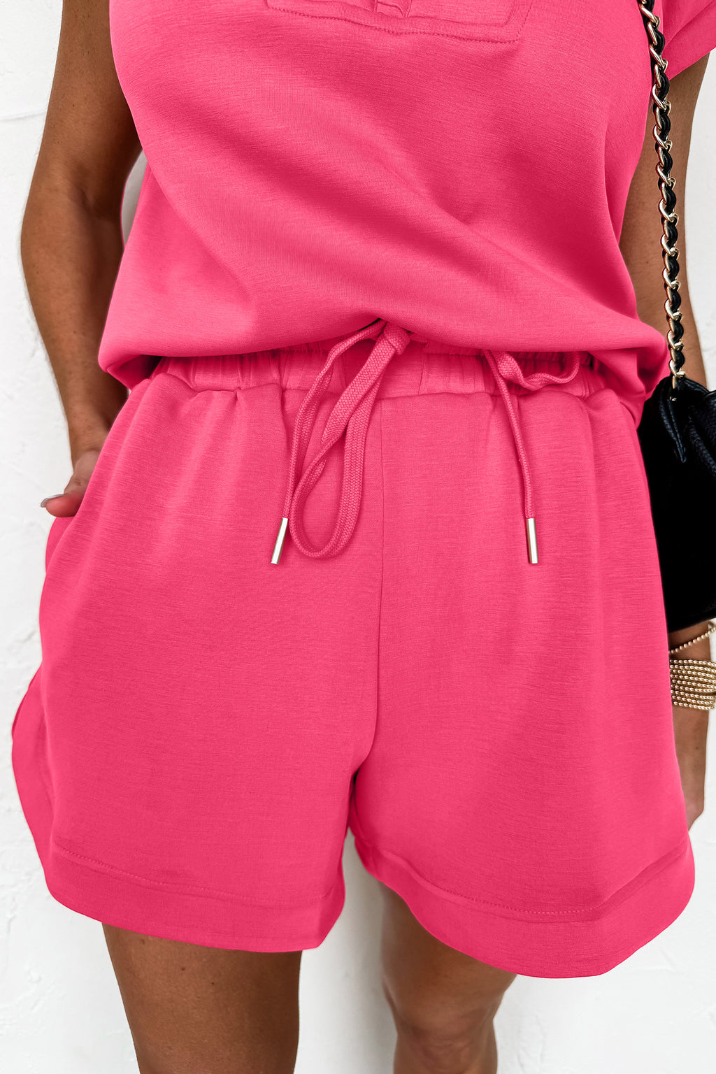 Oatmeal Quarter Zip Sleeveless Top Drawstring Shorts Casual 2pcs Outfit