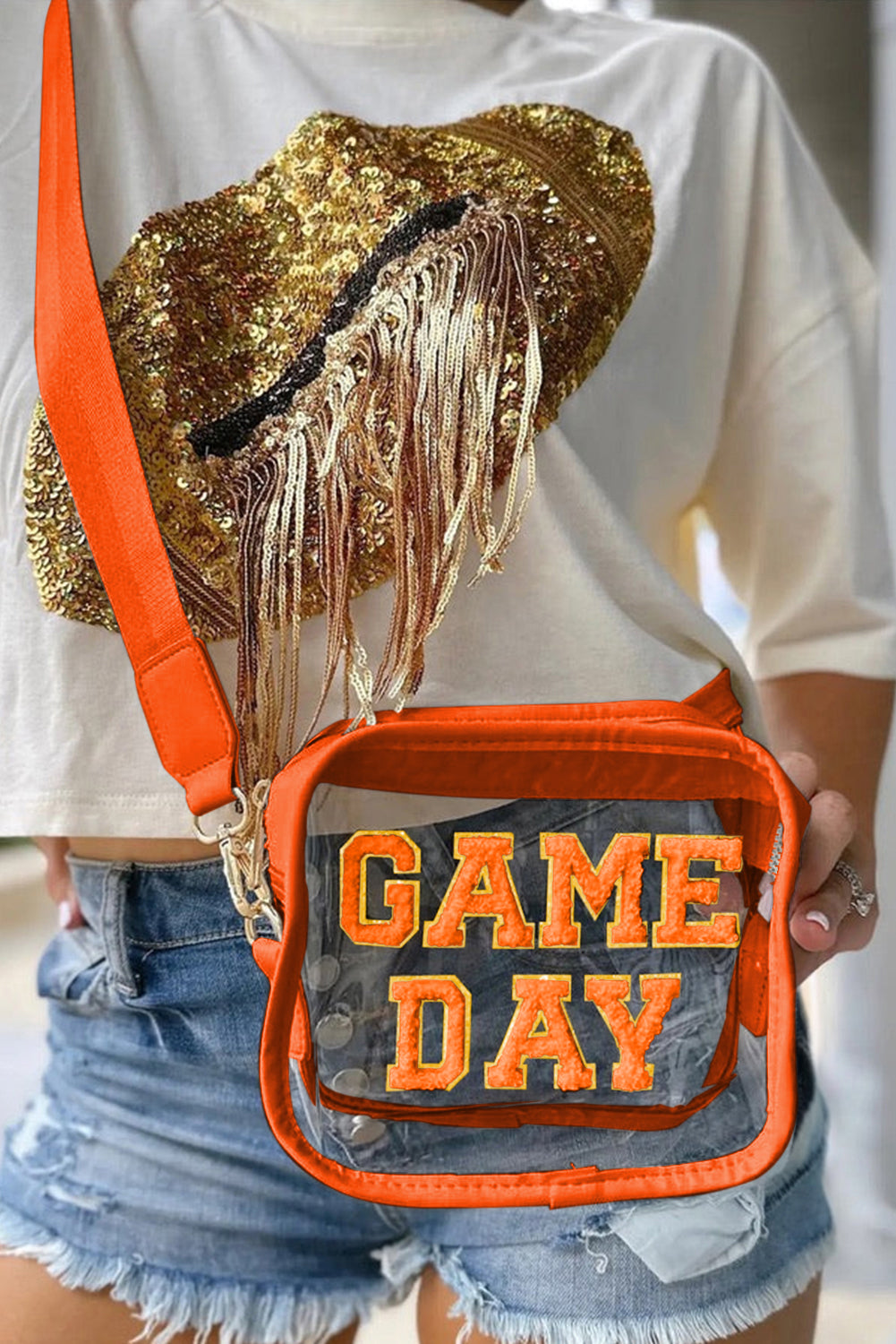 White Clear PVC GAME DAY Summer Fashion Single Shoulder Bag