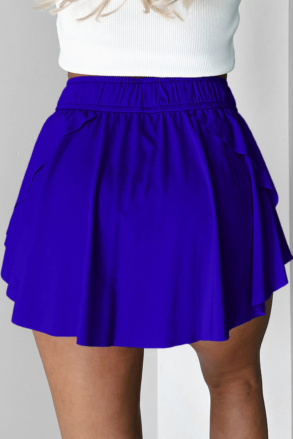 Bonbon Drawstring High Waist Lined Tennis Skort