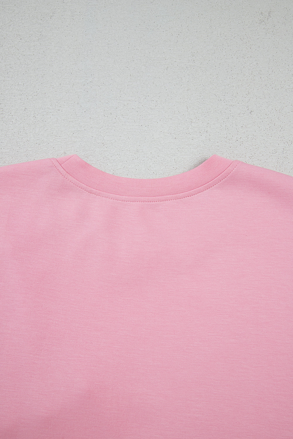 Pink Bow Applique Solid Color Sweet T-shirt