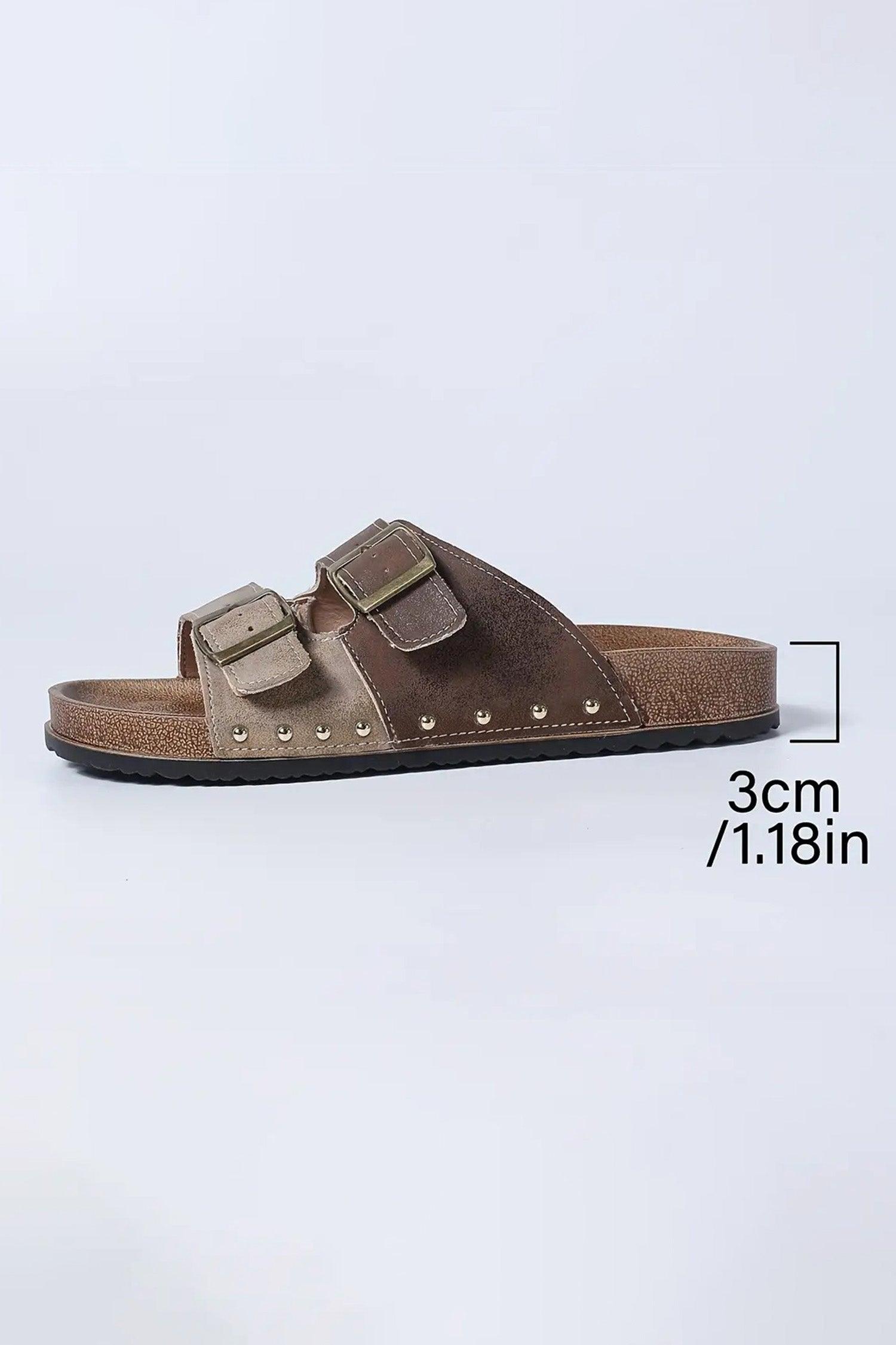 Black white Denim Distressed Retro Buckle Straps Hollowed Faux Suede Slippers