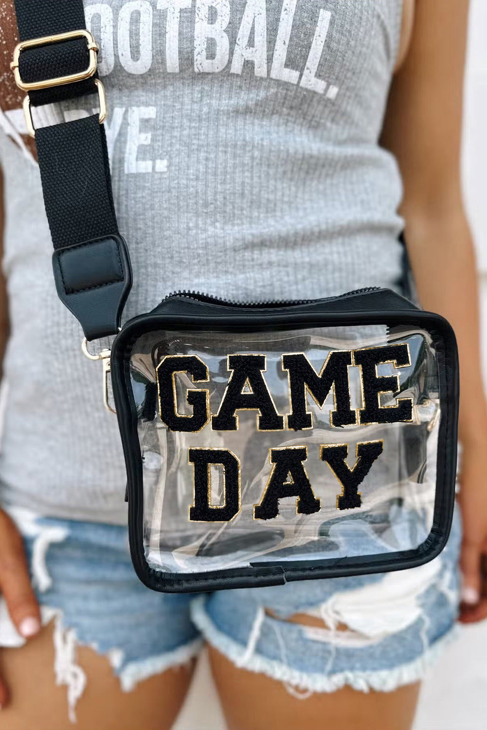 White Clear PVC GAME DAY Summer Fashion Single Shoulder Bag