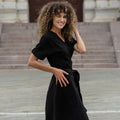 Linen Wrap Dress Eliana Pure Black