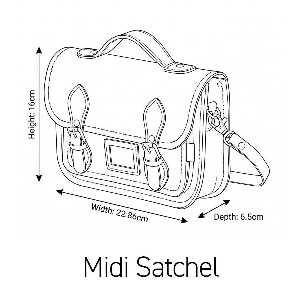 Leather Midi Satchel - Gothic Striped White & Black