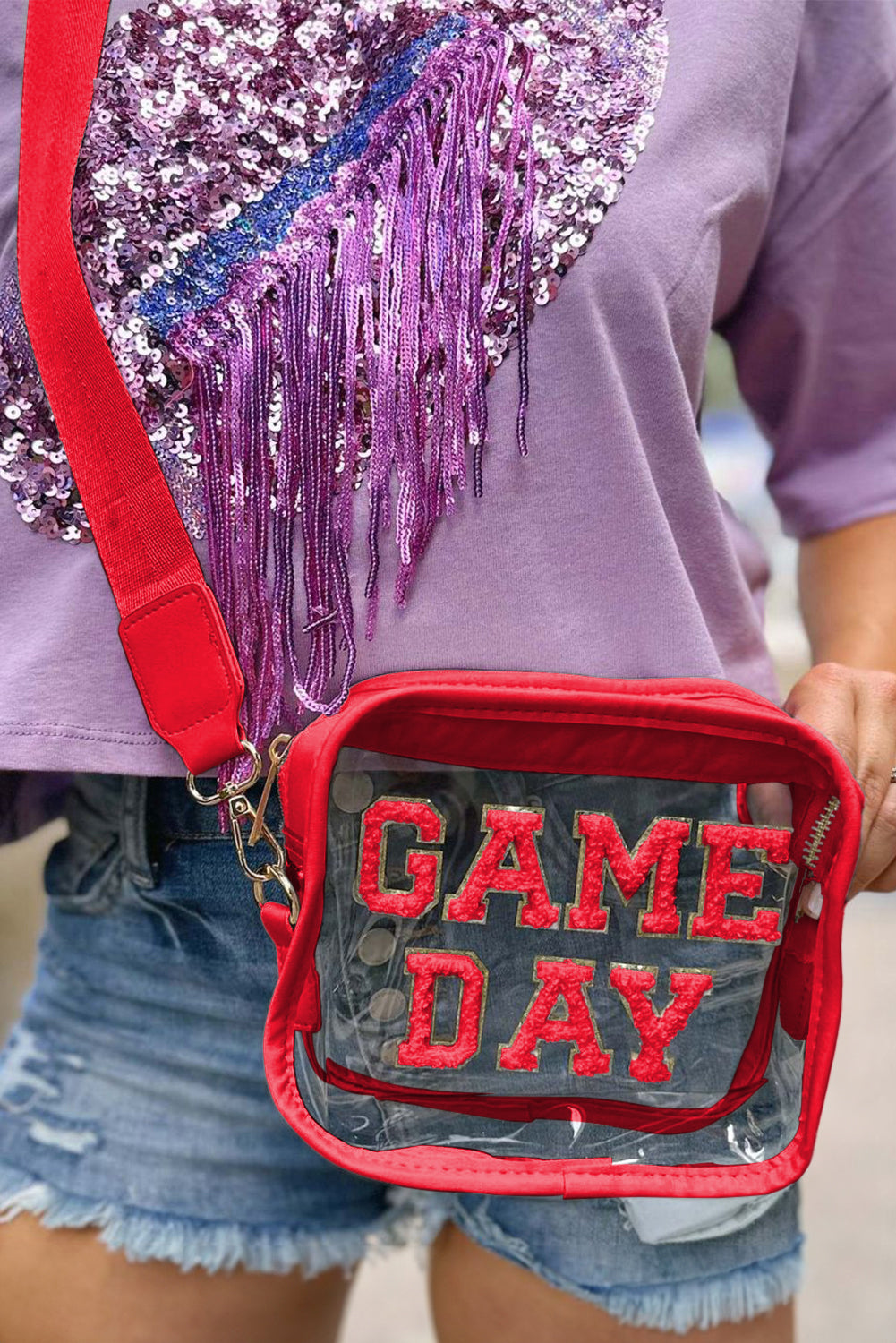 White Clear PVC GAME DAY Summer Fashion Single Shoulder Bag