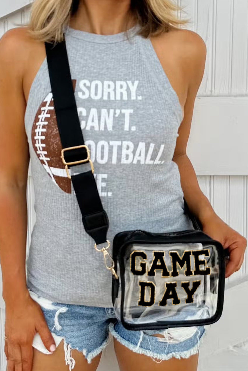 White Clear PVC GAME DAY Summer Fashion Single Shoulder Bag
