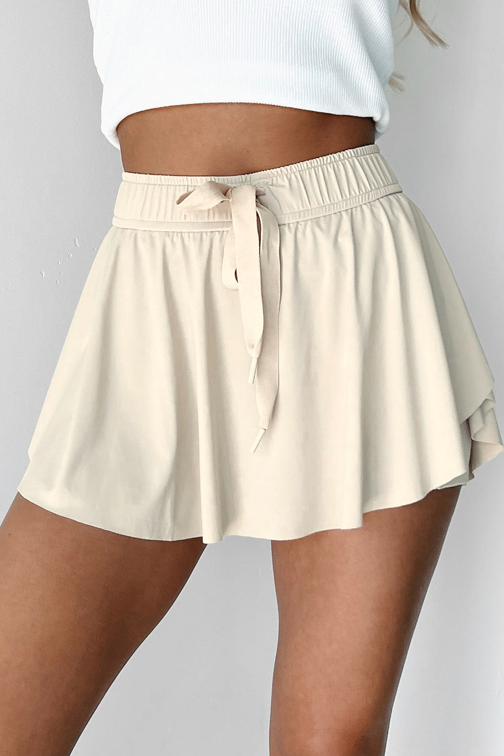 Bonbon Drawstring High Waist Lined Tennis Skort