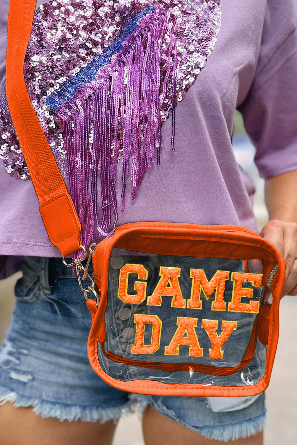 White Clear PVC GAME DAY Summer Fashion Single Shoulder Bag