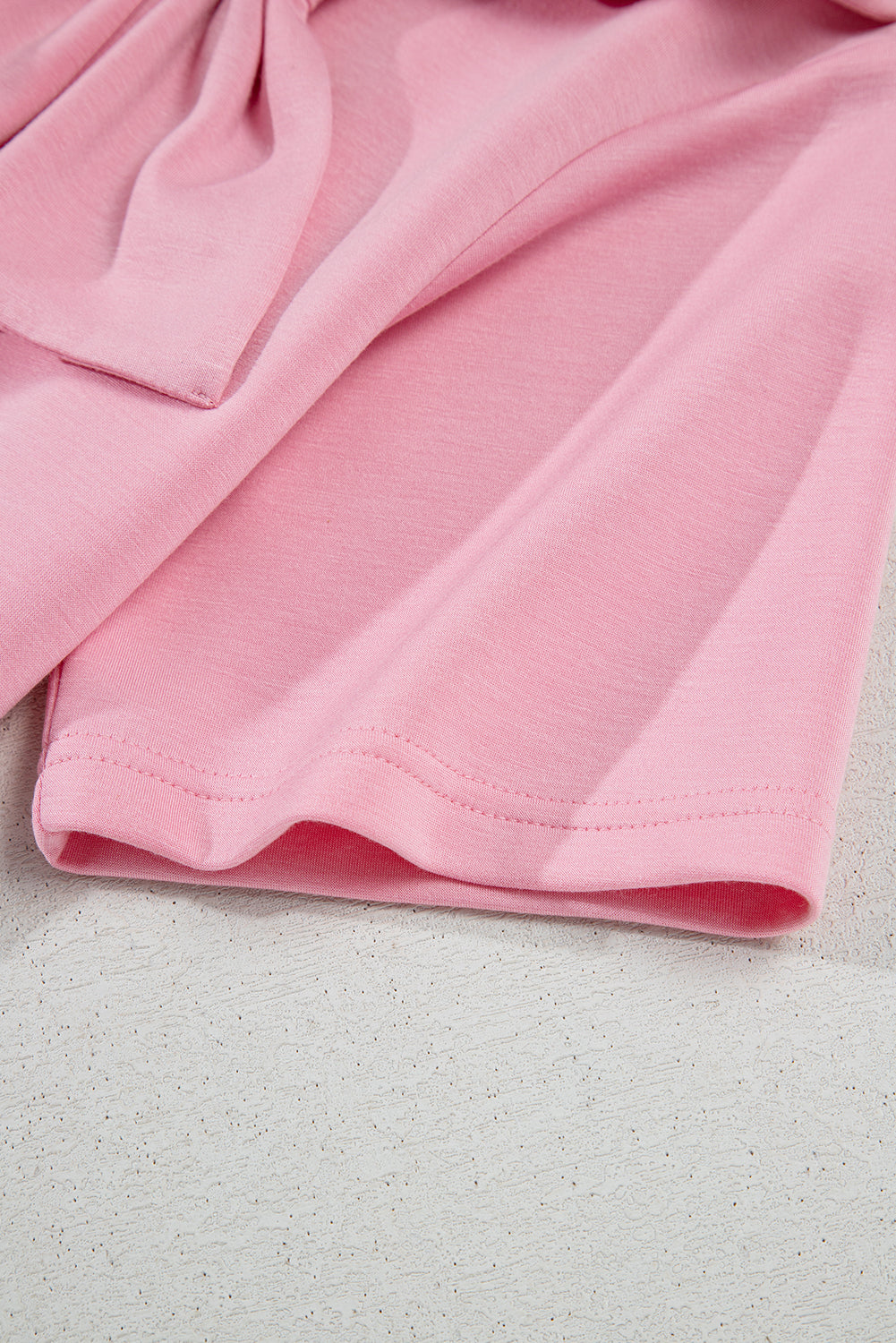 Pink Bow Applique Solid Color Sweet T-shirt