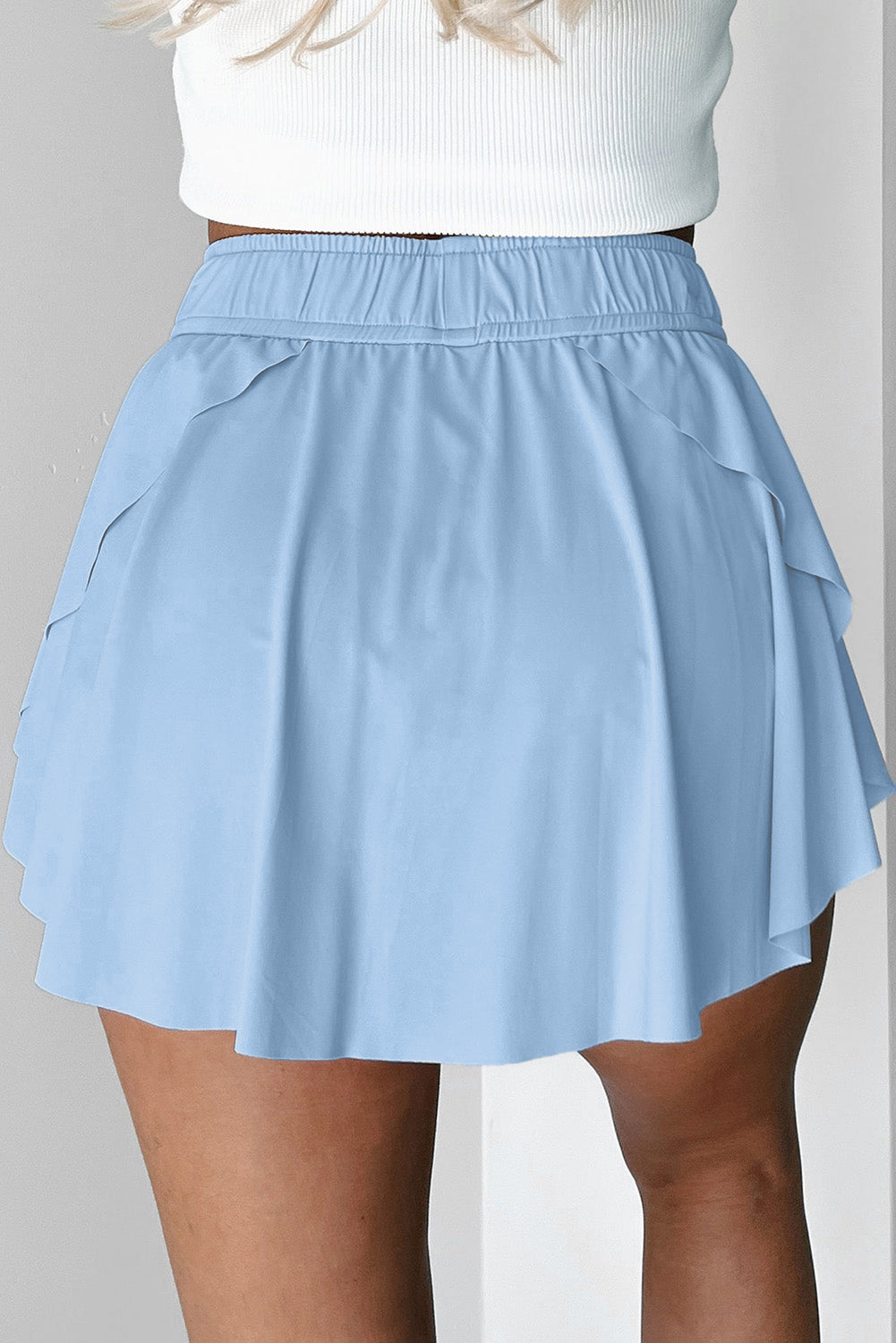 Bonbon Drawstring High Waist Lined Tennis Skort