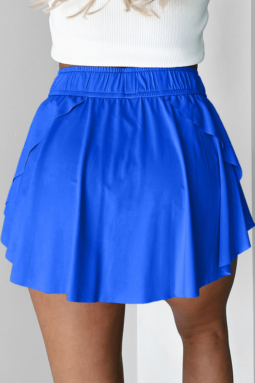 Bonbon Drawstring High Waist Lined Tennis Skort