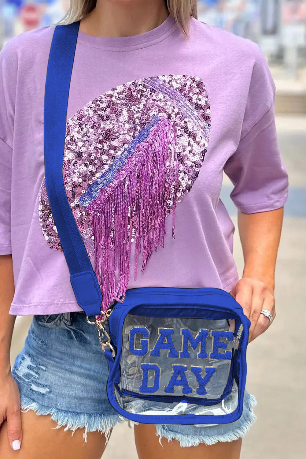 White Clear PVC GAME DAY Summer Fashion Single Shoulder Bag