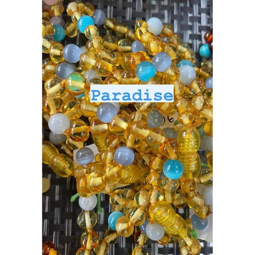 Child Paradise Blue Cats Eyes Aquamarine Gemstones Baltic Amber Anklet Bracelet